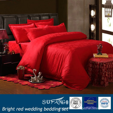 Bright red wedding bedding set